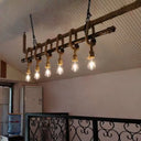 Industrial Hemp Rope Bronze Linear Bar Suspension Light Fixture 6 /