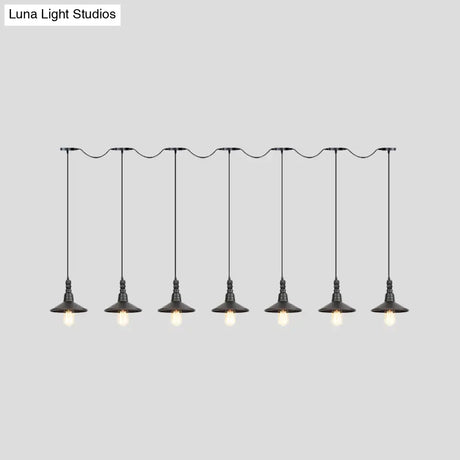 Industrial Iron Multi Head Pendant Light In Black Finishing Lighting