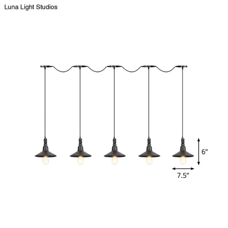 Industrial Iron Multi Head Pendant Light In Black Finishing Lighting