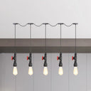 Industrial Iron Multi Pendant Light With Black Finish - 5/7 Bulbs Tandem Hanging Lamp 5 /