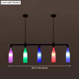 Industrial Iron Pipe Wine Bottle Pendant Light - Multi-Color Island Lamps