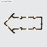 Industrial Iron Wall Sconce With Black/Copper Arrow Design & 8 Lights Living Room Book Rack Light