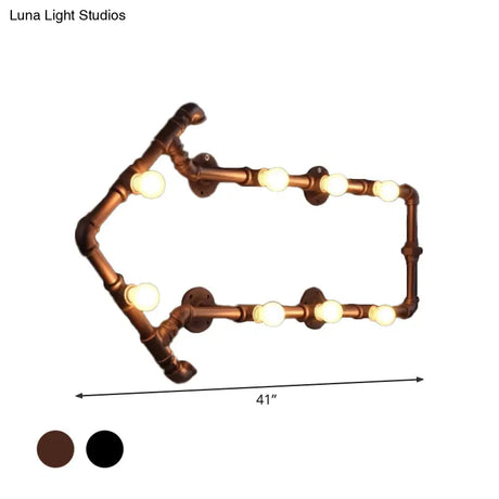 Industrial Iron Wall Sconce With Black/Copper Arrow Design & 8 Lights Living Room Book Rack Light