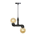 Industrial Led Pendant Chandelier With Amber/Clear Glass Shades - Hanging Light Kit For Restaurants