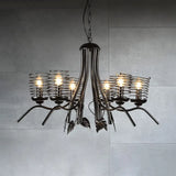 Industrial Loft 6-Bulb Black Wire Frame Chandelier Pendant Lamp