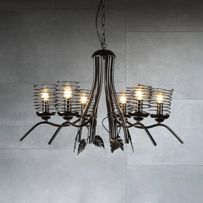 Industrial Loft 6-Bulb Black Wire Frame Chandelier Pendant Lamp