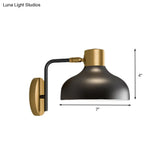 Industrial Metal Barn Sconce Lamp: Black Bedside Wall Mount With Plug-In Cord