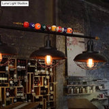 Industrial Metal Billiards Island Light For Restaurants With Bowl Shade