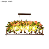 Industrial Metal Birdcage Flower Island Lamp: Black 3/4 Heads Hanging Ceiling Light For Restaurants