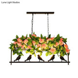 Industrial Metal Birdcage Flower Island Lamp: Black 3/4 Heads Hanging Ceiling Light For Restaurants