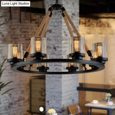 Industrial Metal Black Chandelier Pendant With 6/8 Lights - Stylish Ceiling Lamp For Restaurants