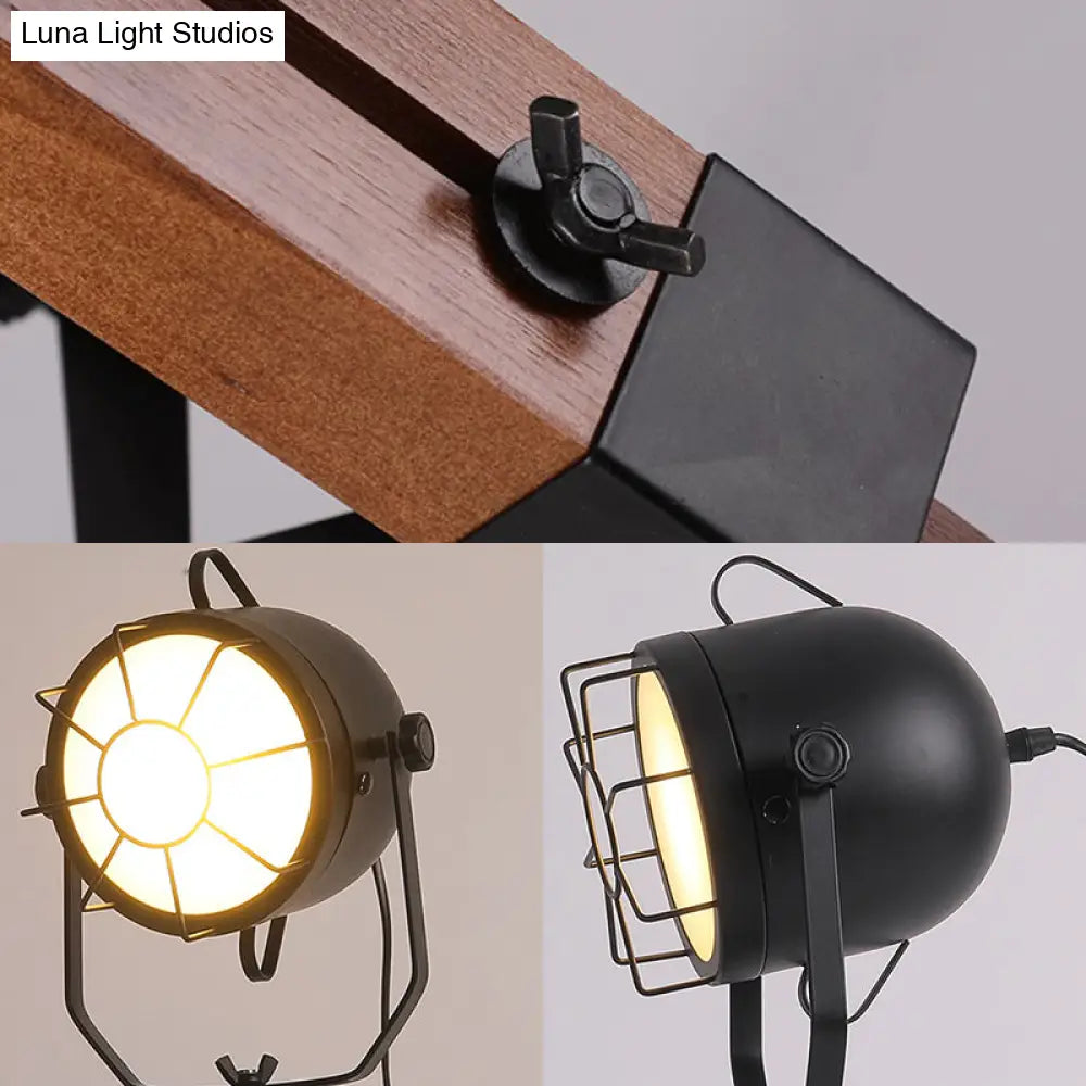Industrial Metal Black Table Lamp With Cage - Dome Living Room Desk Light Fixture