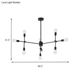 Industrial Metal Bulb Chandelier: Open Design 9/12 Lights Black/Brass Pendant Lighting For Dining