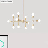 Industrial Metal Bulb Chandelier: Open Design 9/12 Lights Black/Brass Pendant Lighting For Dining