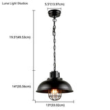 Industrial Metal Cage Shaded Black Pendant Light - Commercial Ceiling Lighting
