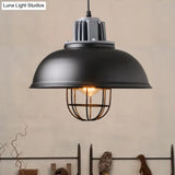 Industrial Metal Cage Shaded Black Pendant Light - Commercial Ceiling Lighting