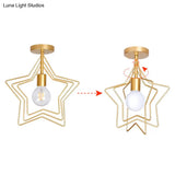 Industrial Metal Ceiling Mount Chandelier - 1 Light Semi Flush Fixture For Hallway