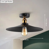 Industrial Metal Cone Ceiling Mount Light Fixture - Modern Black Finish For Restaurants And