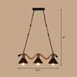 Industrial Metal Cone Island Pendant Light - Matte Black Finish With Twisted Rope Detailing 3 /