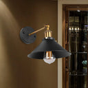 Industrial Metal Conical Wall Sconce Light - Black Finish 1 Bulb Mount Ideal For Restaurants