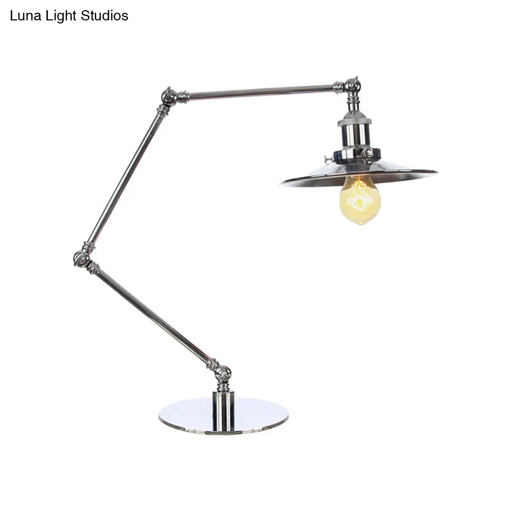 Industrial Metal Desk Light With Adjustable Arm And Chrome Finish For Study Rooms