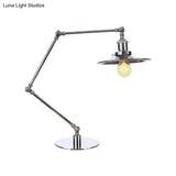 Industrial Metal Desk Light With Adjustable Arm And Chrome Finish For Study Rooms
