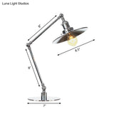 Industrial Metal Desk Light With Adjustable Arm And Chrome Finish For Study Rooms