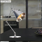 Industrial Metal Desk Light With Adjustable Arm And Chrome Finish For Study Rooms