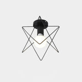Industrial Metal Flush Ceiling Light Fixture - Cage Style Small Aisle 1 Head Black Flushmount