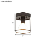 Industrial Metal Flush Light Fixture - 1 Black/White Triangle/Hexagon Design Living Room Ceiling