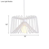 Industrial Metal Hanging Lamp With Adjustable Cord - Black/White Cage Shade Living Room Ceiling