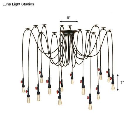 Industrial Metal Pendant Lamp With Valve And Pipe Design - Black 2/3 Lights Kitchen Ceiling Fixture
