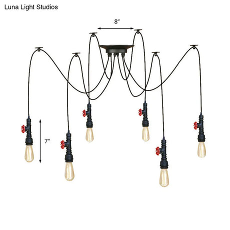 Industrial Metal Pendant Lamp With Valve And Pipe Design - Black 2/3 Lights Kitchen Ceiling Fixture