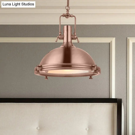 Industrial Metal Pendant Lighting With Antique Brass/Copper Finish And Frosted Diffuser
