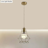 Industrial Metal Pendant Lighting With Gold Finish And Wire Frame For Dining Room Or Ambient / Urn