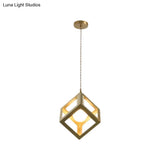 Industrial Metal Pendant Lighting With Gold Finish And Wire Frame For Dining Room Or Ambient