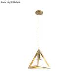 Industrial Metal Pendant Lighting With Gold Finish And Wire Frame For Dining Room Or Ambient