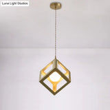Industrial Metal Pendant Lighting With Gold Finish And Wire Frame For Dining Room - 1 Head