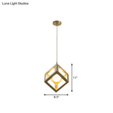 Industrial Metal Pendant Lighting With Gold Finish And Wire Frame For Dining Room Or Ambient
