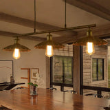 Industrial Metal Rust Scalloped Suspended Lighting Fixture - Bistro 3-Bulb Island