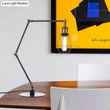 Industrial Metal Table Lamp: Adjustable Arm Black/Brass Finish