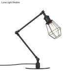 Industrial Metal Table Lamp: Adjustable Arm Black/Brass Finish