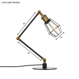 Industrial Metal Table Lamp: Adjustable Arm Black/Brass Finish