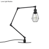 Industrial Metal Table Lamp: Adjustable Arm Black/Brass Finish