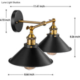 Industrial Metal Vanity Wall Light With Conical Shade - Retro Style 2-Light