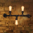 Industrial Metal Wall Sconce With 3 Exposed Copper Heads - Weathered Vintage Style Water Pipe Lamp
