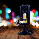 Industrial Metal Water Pipe Table Lamp - Polished Black Finish With Faucet And Valve