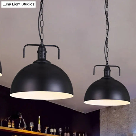 Industrial Metallic Living Room Pendant Light - 1 Red/Yellow/Rust Finish 12’/16’ Bowl