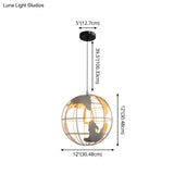Industrial Metallic Pendant Light With Cage Globe Design For Coffee Shop - 1 Ceiling Fixture