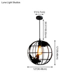 Industrial Metallic Pendant Light With Cage Globe Design For Coffee Shop - 1 Ceiling Fixture